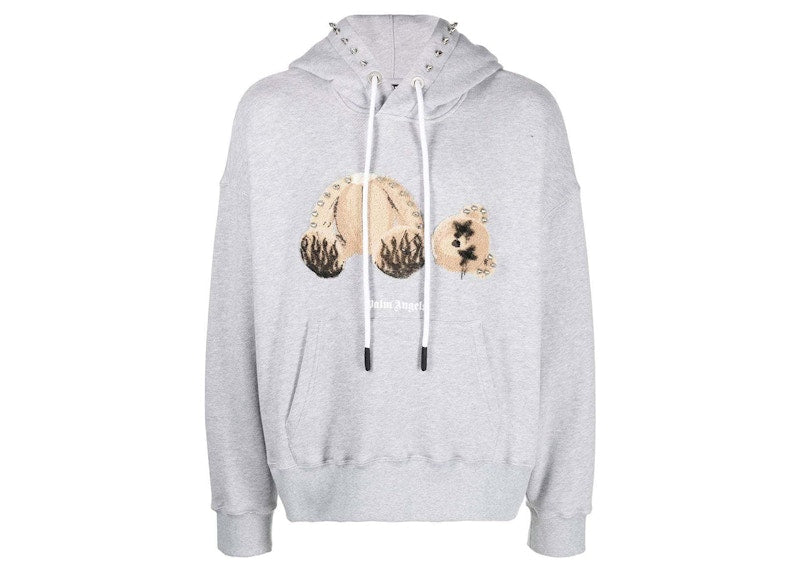 Palm Angels Punk Bear Hoodie Grey