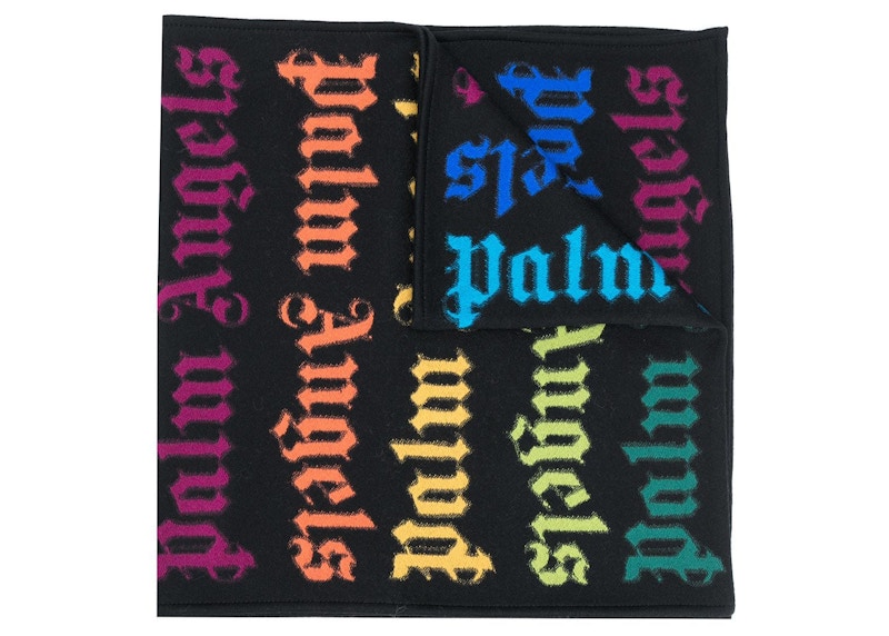 Palm Angels Rainbow Logo Scarf Black