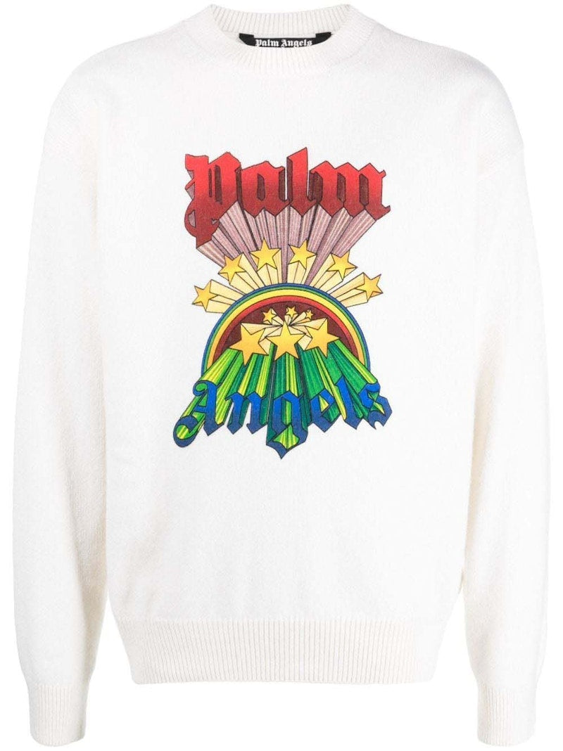 Palm Angels Rainbow Stars Knitwear White