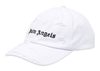 Palm Angels Ripped Logo Cap White/Black