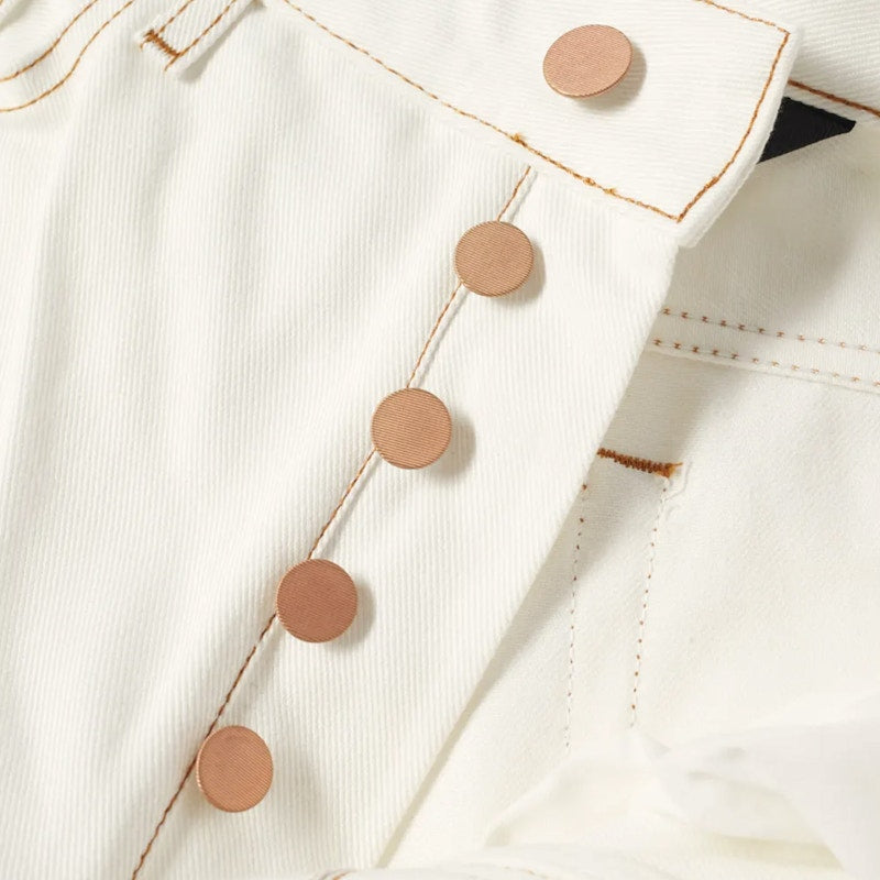 Palm Angels Rose 5 Poket Jeans White
