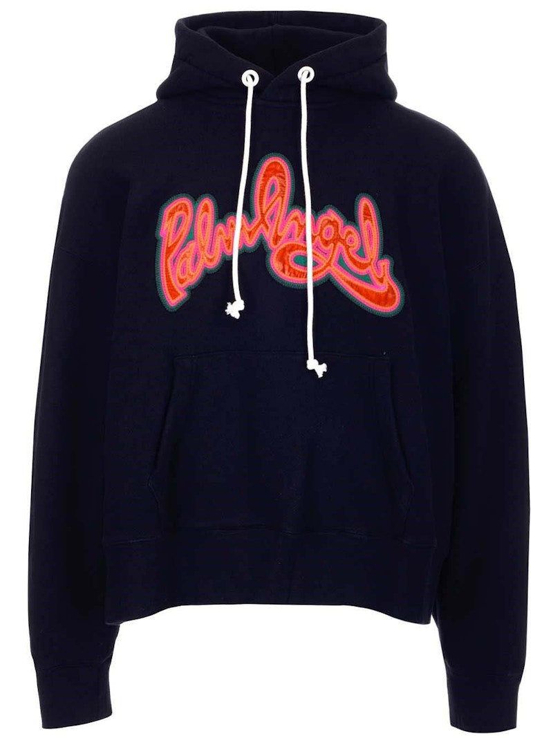 Palm Angels Script Logo Popover Hoodie Black/Orange