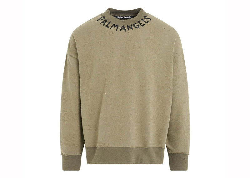 Palm Angels Seasonal Logo Crew Sweatshirt Military Green/Black