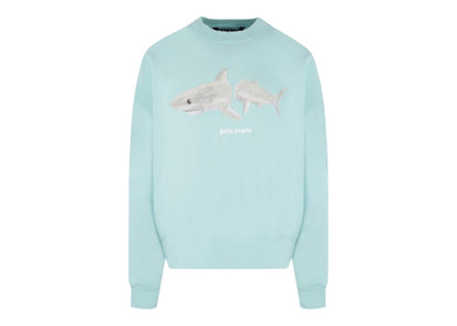 Palm Angels Shark Crewneck Sweater Light Blue/White