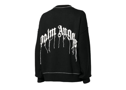 Palm Angels Shark Wool Knit Sweater Black/Light Grey