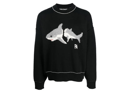 Palm Angels Shark Wool Knit Sweater Black/Light Grey