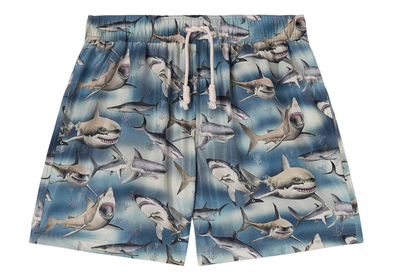 Palm Angels Sharks Swim Shorts Blue/Black/Multi