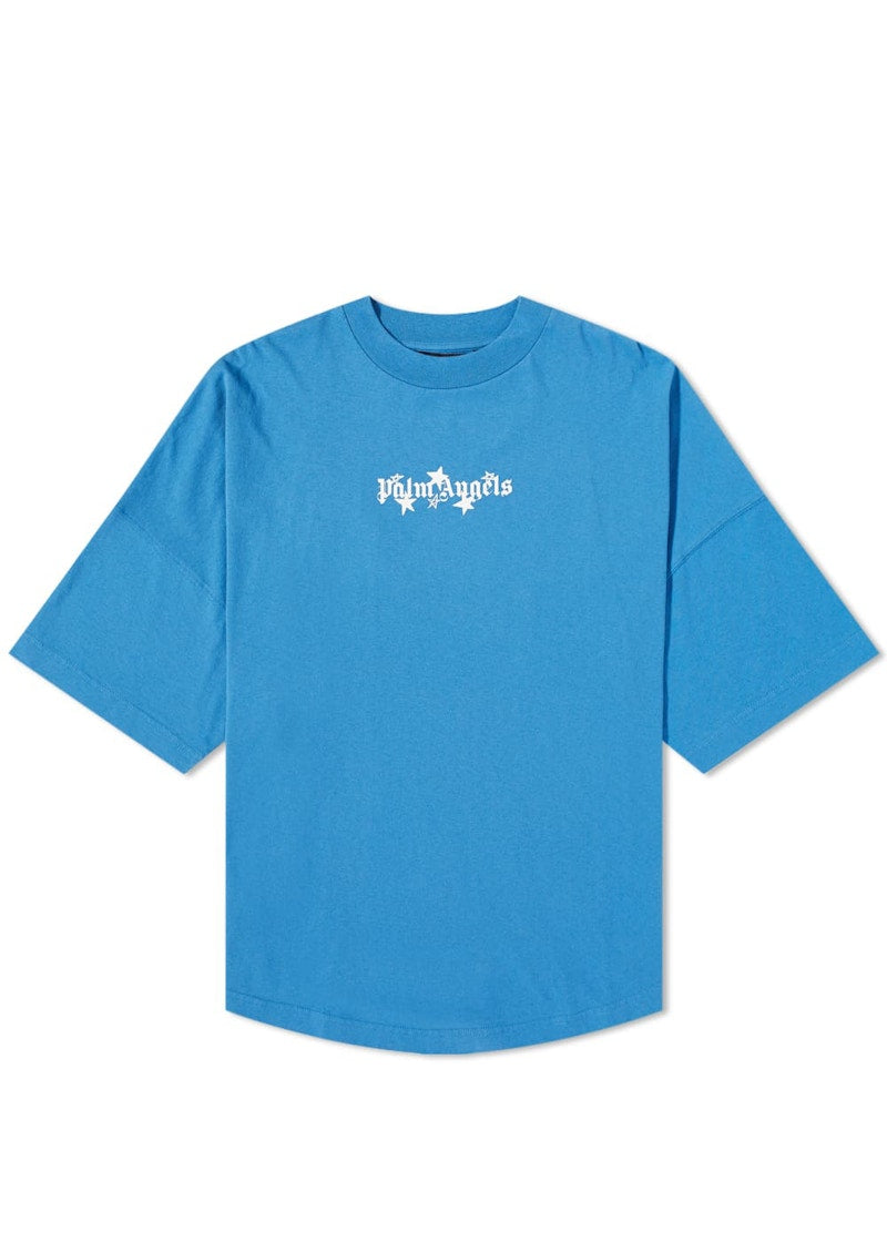 Palm Angels Shooting Stars Oversized T-Shirt Blue White
