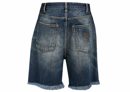 Palm Angels Short Denim Pant Blue/Brown