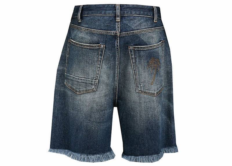 Palm Angels Short Denim Pant Blue/Brown