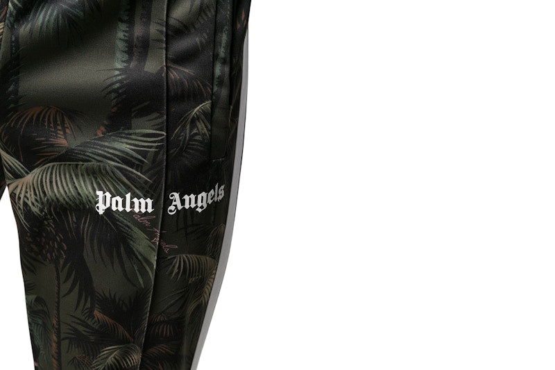 Palm Angels Side Stripe Leaf Print Track Pants Green/Multicolor