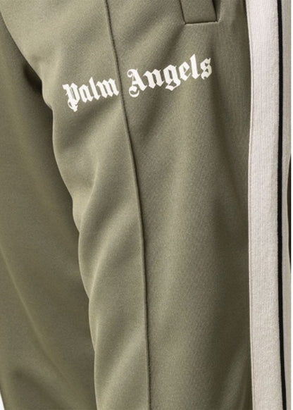 Palm Angels Side Stripe Slim Fit Track Pants Military Off White