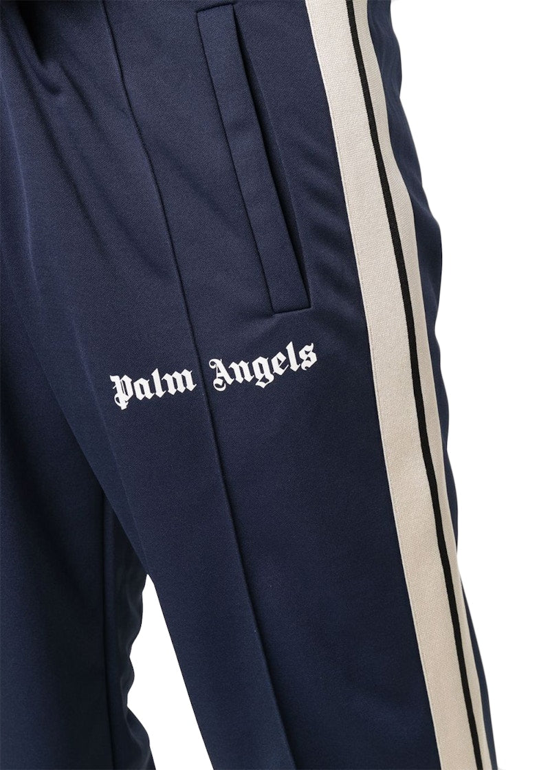 Palm Angels Side Stripe Straight Leg Track Pants FW 21 Navy Blue White