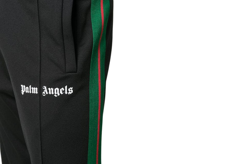 Palm Angels Side Stripe Track Straight Fit Pants Black/Green/Red