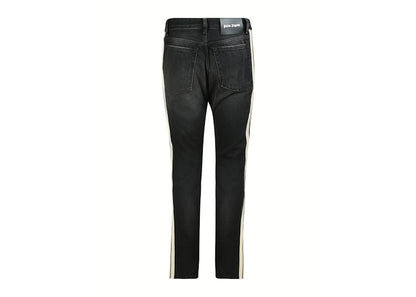 Palm Angels Side Striped Straight Fit Jeans Black/White