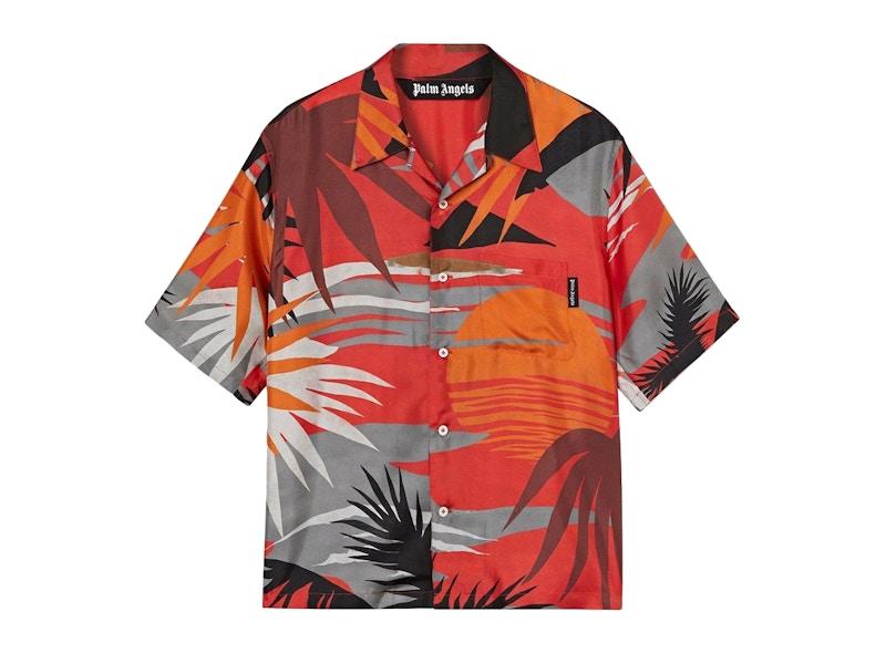 Palm Angels Silk Hawaiian Bowling Shirt Red/Multi