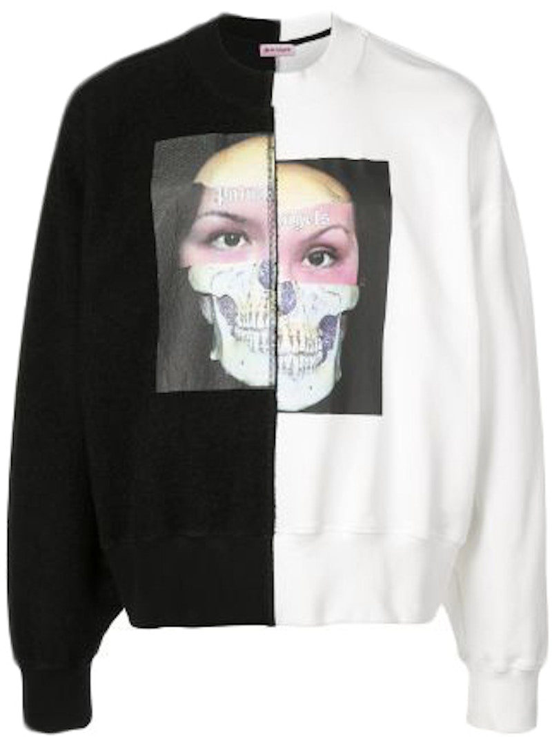 Palm Angels Split MJ Cropped Crewneck Black/White