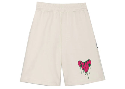 Palm Angels Spray Heart Shorts Off White