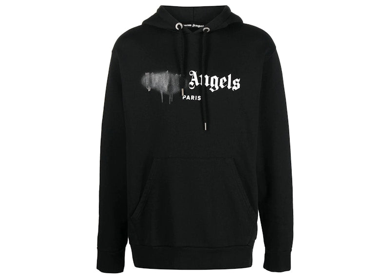 Palm Angels Paris Sprayed Logo Hoodie Black