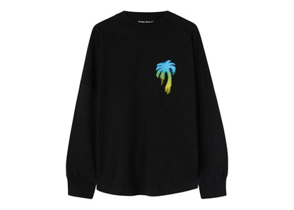 Palm Angels Sprayed Palm Logo Over Longsleeve T-shirt Black/Green
