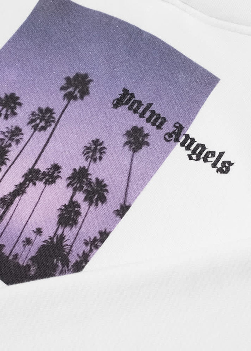 Palm Angels Stars and Palms Popover Hoodie White/Black/Purple Sunset