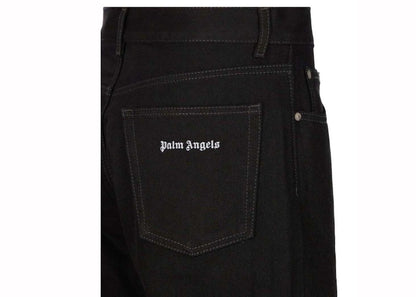 Palm Angels Straight Leg Small Pocket Logo Jeans Black