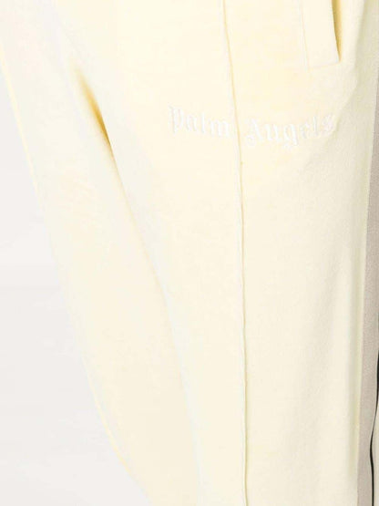 Palm Angels Stripe-Detail Chenille Trackpants Yellow