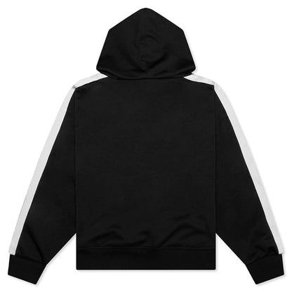 Palm Angels Stripe-Detail Zip-Up Hoodie Black/White