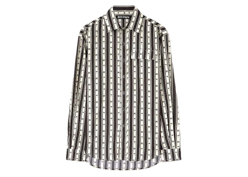 Palm Angels Stripes Monogram Shirt Off White/Black