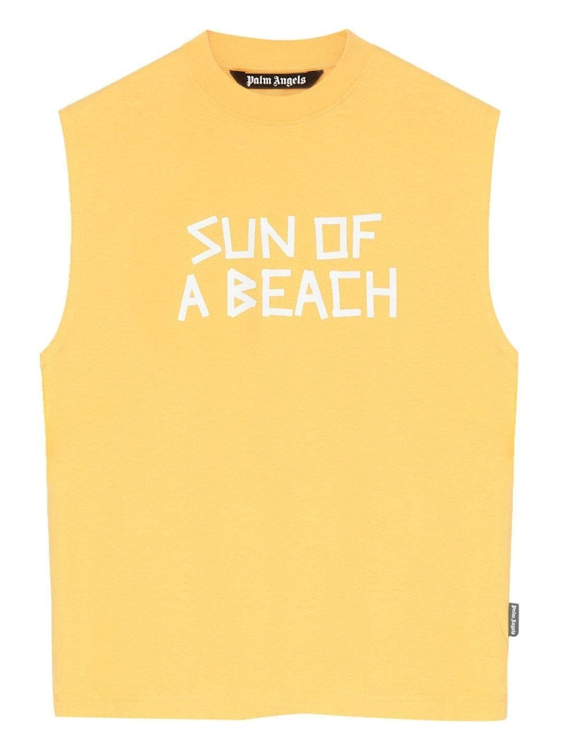 Palm Angels Sun Of A Beach Print Tank Top Yellow/White