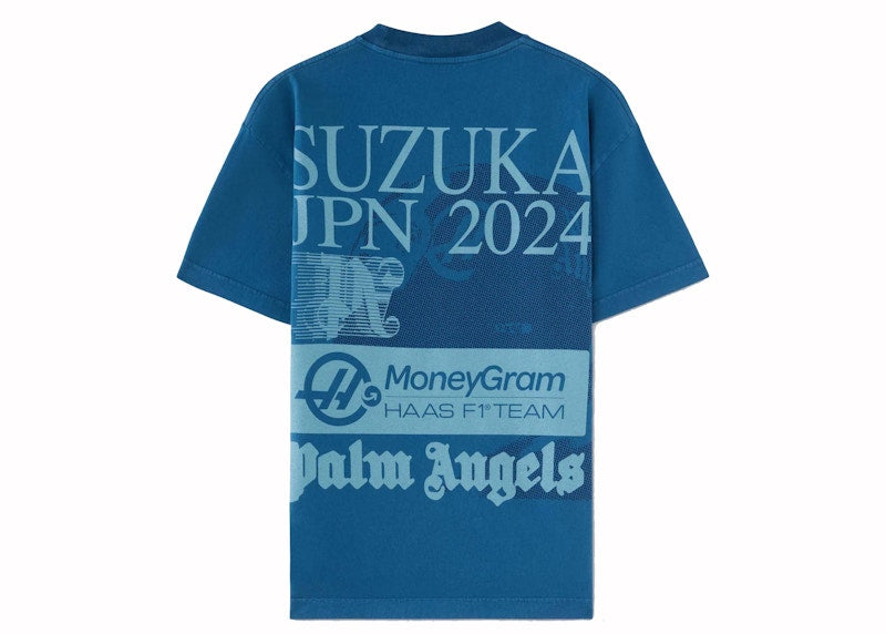 Palm Angels Suzuka MoneyGram HAAS F1 Team T-Shirt Blue/Light Blue