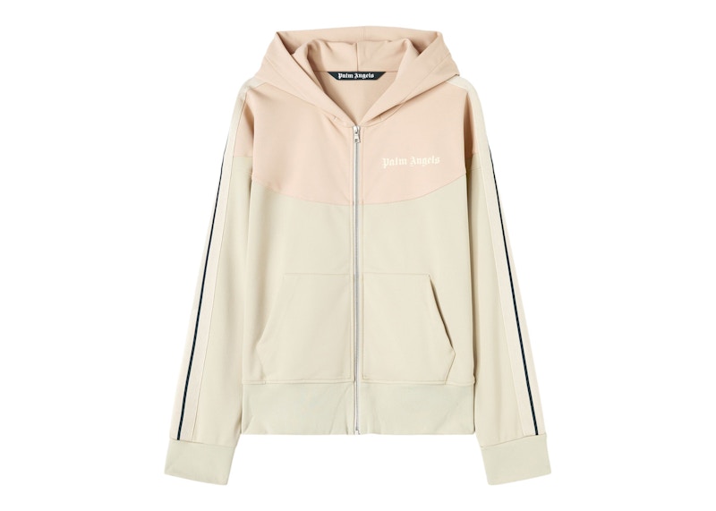 Palm Angels Two Tone Hooded Track Jacket Beige/Rose Dust