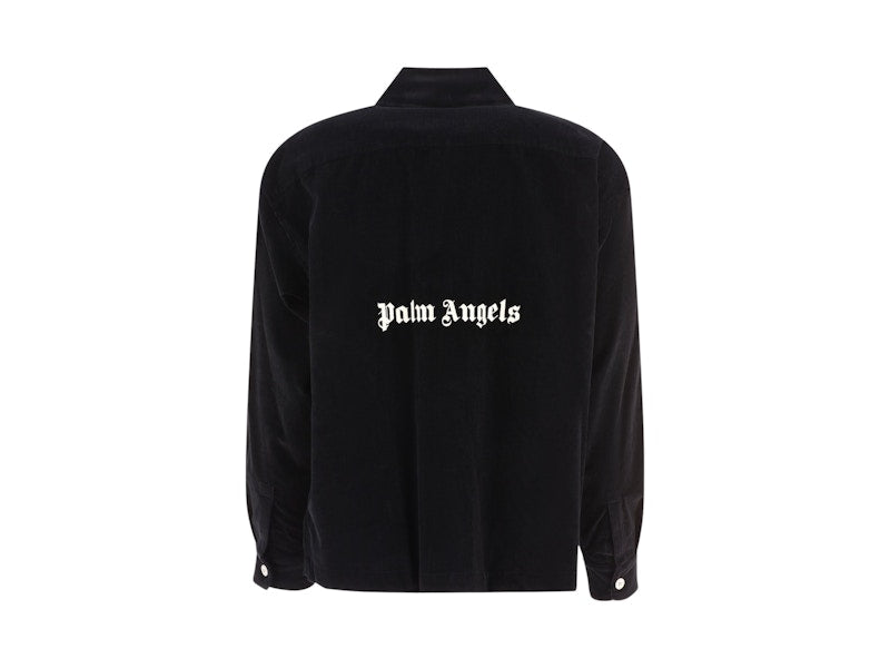 Palm Angels Velvet Back Logo Overshirt Black