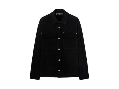 Palm Angels Velvet Back Logo Overshirt Black