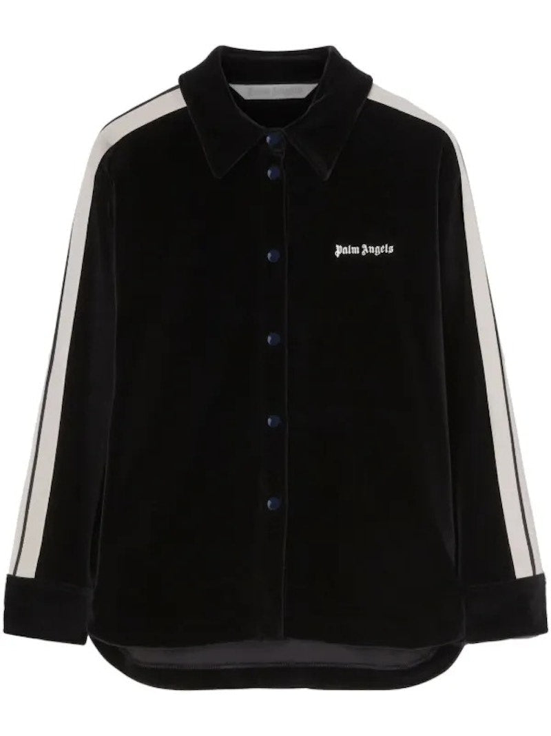 Palm Angels Velvet Classic Track Shirt Black