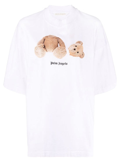 Palm Angels Womens Bear Loose T-Shirt White/Brown