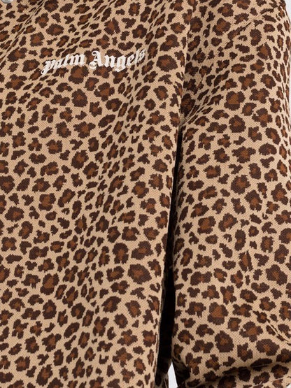 Palm Angels Womens Button-Up Track Jacket Leaopard Print Brown/Black/Off White