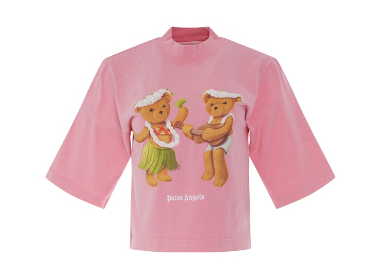 Palm Angels Women's Dancing Bear Cropped T-shirt Fuchsia/Fluo Brown