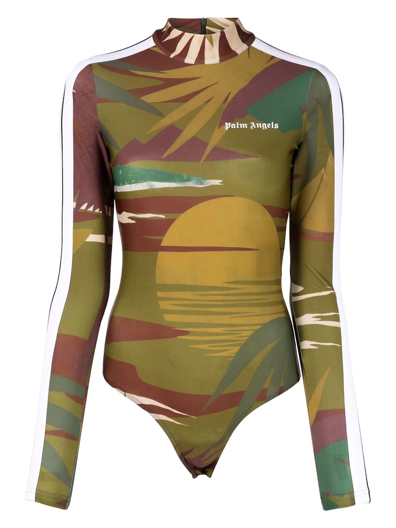 Palm Angels Womens Jungle Bodysuit Military Green