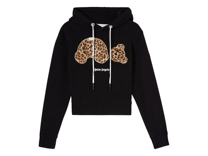 Palm Angels Womens Leopard Bear Hoodie Black/Brown