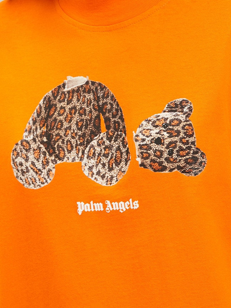 Palm Angels Womens Leopard Bear Loose T-Shirt Orange/Brown