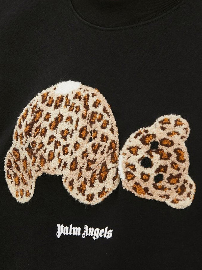 Palm Angels Womens Leopard Bear Sweatshirt Black/Brown