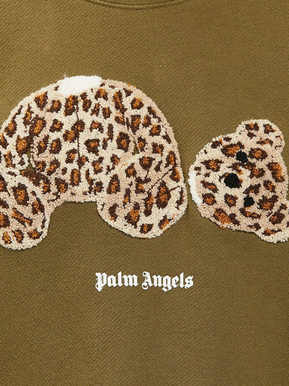 Palm Angels Womens Leopard Bear Sweatshirt Military/Brown