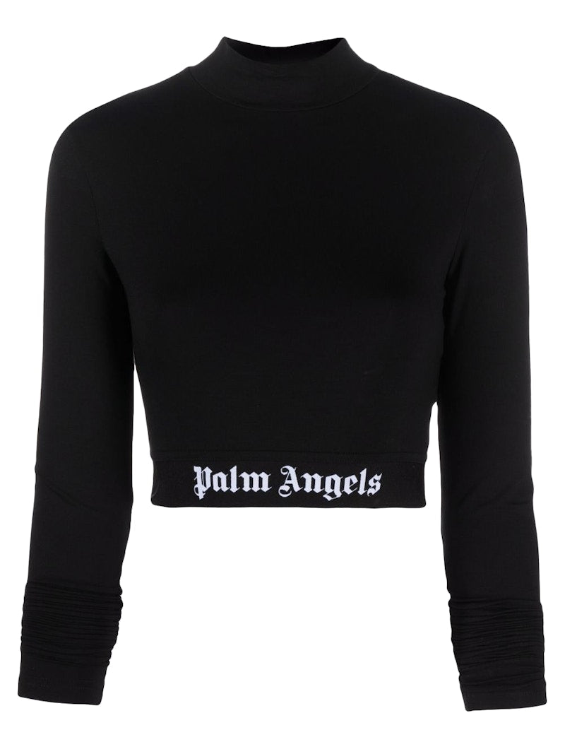 Palm Angels Womens Mock Neck Training Top Black/White