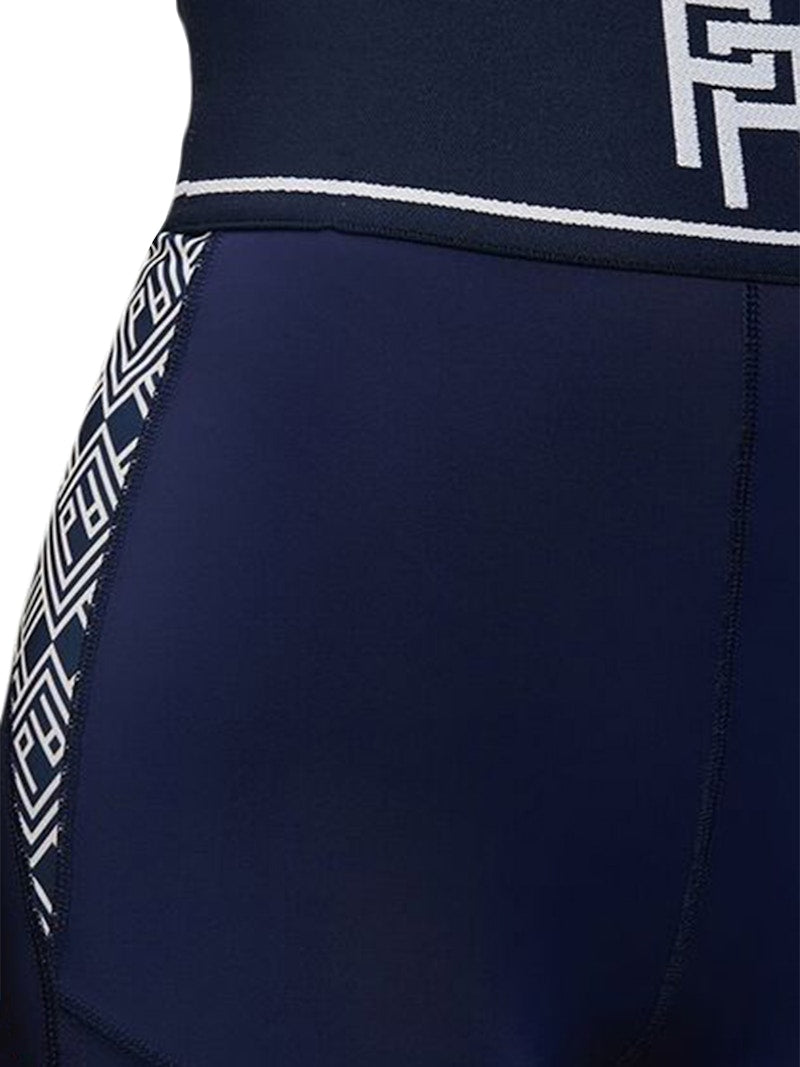 Palm Angels Womens Monogram Leggings Navy Blue/Off White