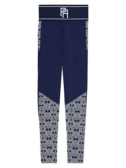 Palm Angels Womens Monogram Leggings Navy Blue/Off White