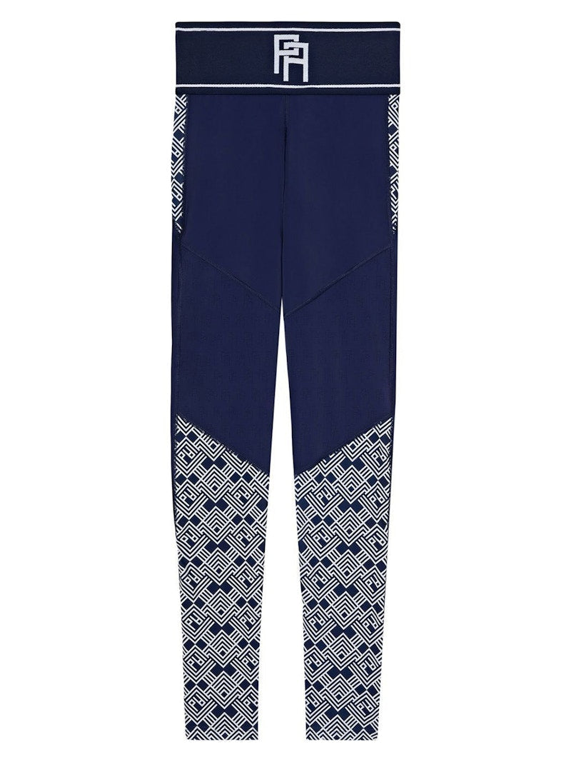 Palm Angels Womens Monogram Leggings Navy Blue/Off White