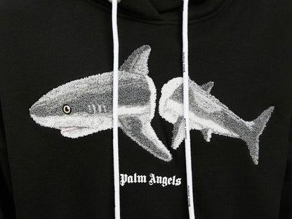 Palm Angels Womens Shark Hoodie Black/White