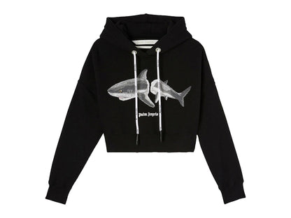 Palm Angels Womens Shark Hoodie Black/White
