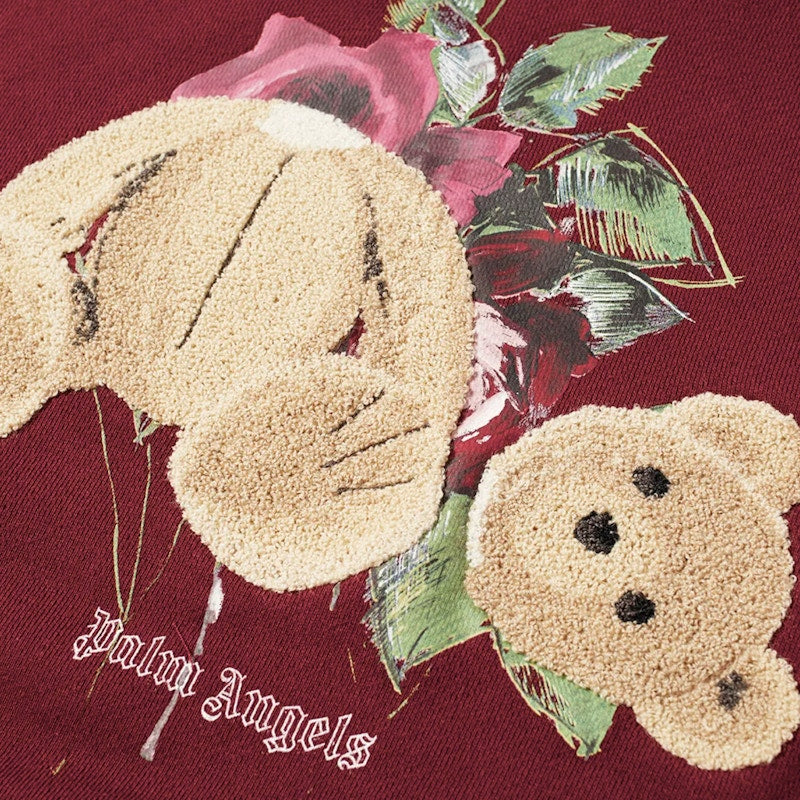 Palm Angels x END Bear Rose Hoodie Burgundy